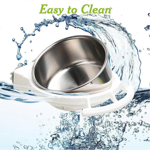 2-Pack Stainless Steel Hanging Bird Feeding Cups with Perch Stand Food Container 2