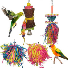 4 Pcs Natural Palm Fiber Parrot Chew Toys Set Sushi Roll Heart Ball Bird 1