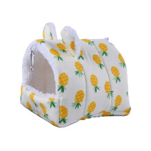 Nid douillet semi-fermé pour hamster, crochet de suspension, motif dessin animé, pour lit froid 2025 Jaune