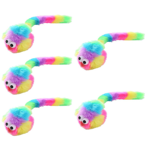 5-Pack Catnip Mouse Cat Toys Rainbow Fabric Funny Running Training for Pet Exercise Multicolor