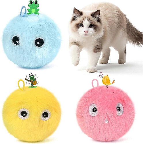 Upgraded SilverVine Catnip Chirping Balls 3 Pack Fluffy Kicker 3 Lifelike Sounds Exercise 3-Pack