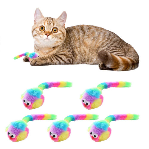 5-Pack Catnip Mouse Cat Toys Rainbow Fabric Funny Running Training for Pet Exercise Multicolor 1