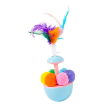 Jouet pour chat pompon à plumes bleues, cadeau idéal pour les chats d'intérieur