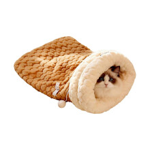 Indoor Cat Lagomorph Hair Cave Bed Winter Warm Hidey Hole Washable Coffee 2 Colors Coffee color
