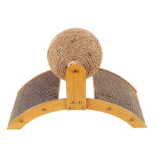Roue à griffer multicolore pour chat, base en bois naturel, jouet rotatif en sisal pour animaux d'intérieur.