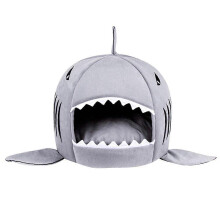 Pet Shark Bed 2in1 Foldable Cat Cave House with Cushion for Cats&Dogs up to 8kg Gray M