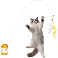 360 Rotating Cat Toy Auto Peel Stick Base Moving Feather Fish Bell 3 Detachable Teaser