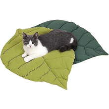 Tapis de couchage double face en forme de feuille pour chats et chiens (motif feuilles)
