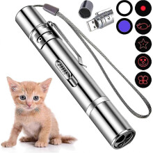 7-in-1 USB Rechargeable Laser Pointer Pen Red UV Flashlight Cat Pet Toy