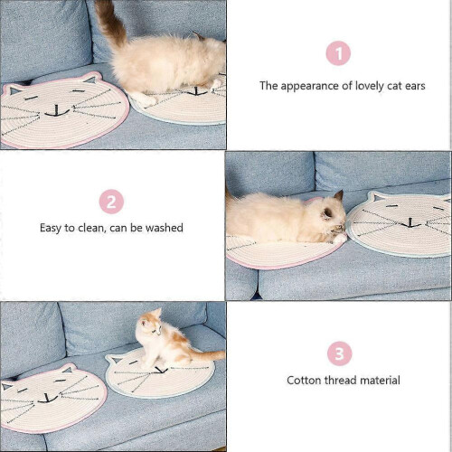 Tapis à griffer en coton blanc pour chat, lot de 3 pièces 1