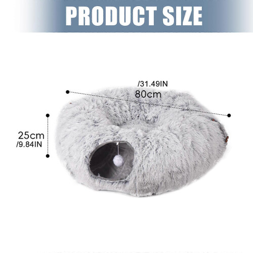 Plush Foldable Cat Tunnel Bed Comfortable & Amusing Easy Storage Multi-Color For All Cats 1 2