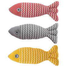 Lot de 3 jouets à mâcher en forme de poisson à l'herbe à chat pour chats d'intérieur