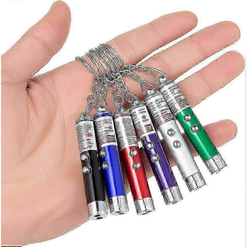 25-26 6 PCS Cat Dog Laser Toy Set Laser Pointer Mini Keychain LED Flashlight