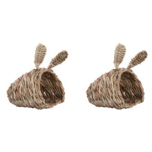 2X Woven Straw Bed Nest House Toy Rabbit Hamster Guinea Pig Chinchilla Cage