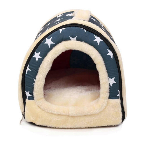 2X Soft 2in1 Star Pattern Pet Nest Bed NonSlip Foldable Warm Winter Sleeping Bag Cushion 2