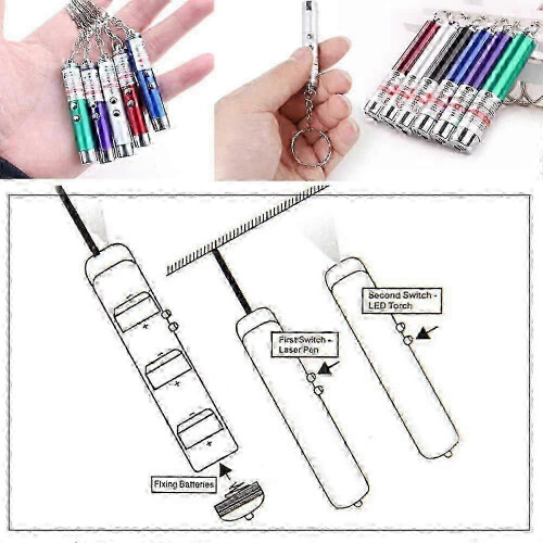 25-26 6 PCS Cat Dog Laser Toy Set Laser Pointer Mini Keychain LED Flashlight 1