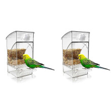 2x Distributeur automatique transparent anti-déversement de nourriture pour cage à perroquets (perruche, canari, etc.)