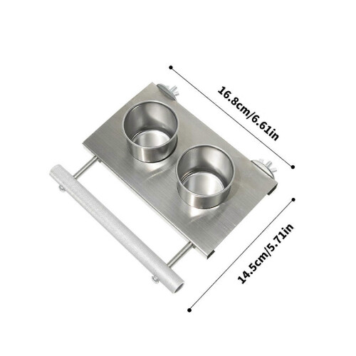 Multicolor Double Bowl Parrot Feeder with Perch Platform for Bird Rest Enrichment Fun 2