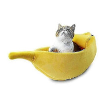 Nid pour chat créatif en forme de banane, niche chaude pour l'hiver, taille L, jaune ZXL