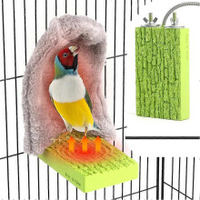 Posatoio riscaldante per uccelli da 12V 5W con nido per pappagalli, calopsitte e parrocchetti, spina USA, colore verde.