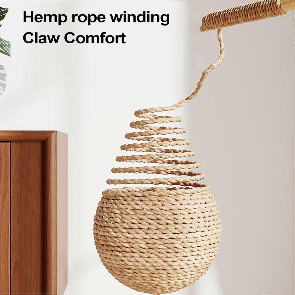 Hir Rope Interactive Sound Cat Scratching Post Wooden Rotating Tower Sisal Rope ...