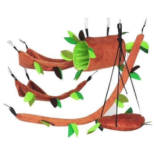 5-Piece Wood Leaf Design Hamster Sugar Glider Cage Accessories