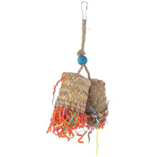 Hanging Wood Chewing Toy for Parrot Bird Cage Shredding Fun