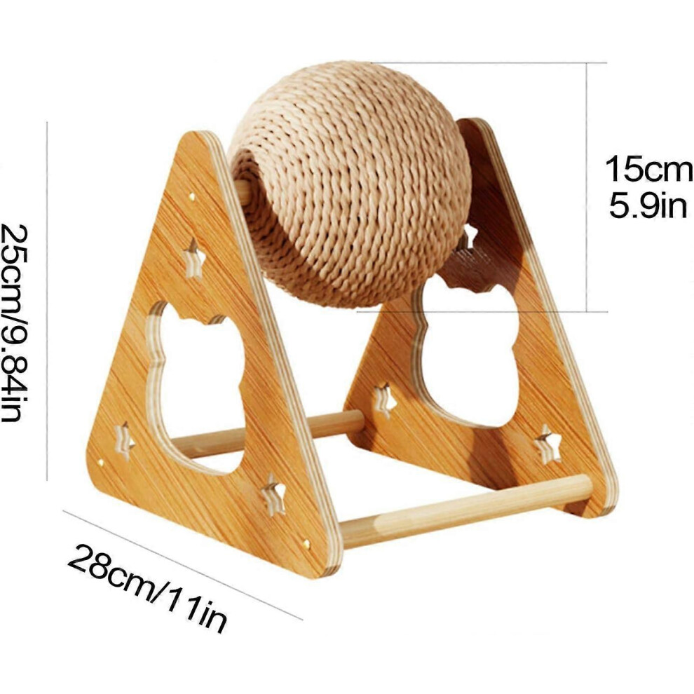 Hir Rope Interactive Sound Cat Scratching Post Wooden Rotating Tower Sisal Rope ...