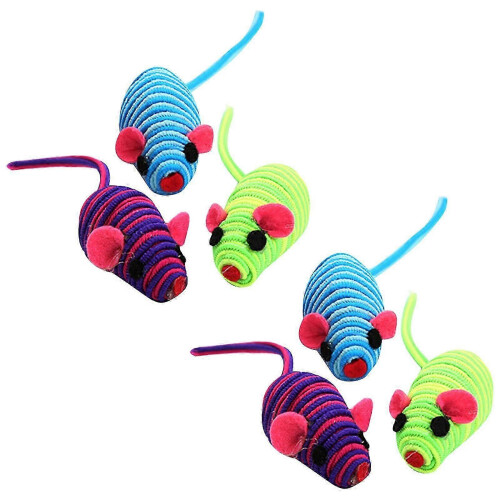 Cat Toy 6Pcs Elastic Rope Mouse Colorful Playing Props for Pets 2