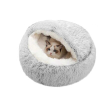 XYYC Donut Cat Calming Bed Warm Plush Non-Slip Bottom for Small Medium Pets Sleep Indoor