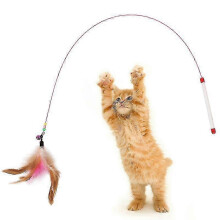 Interactive Cat Teaser Retractable Wand Feathers Bells Inch Toy for Cats