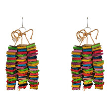 Paquete de 2 juguetes masticables de madera natural y cartón para loros, ideales para jaulas de loros grises africanos y aves grandes.