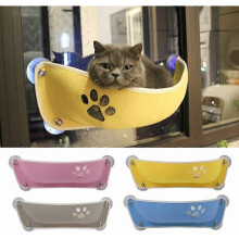 Aire de jeux pour chat en feutrine jaune, en forme de bateau, pour balcon
