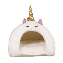 2026 Unicorn Design Plush Couch Hut with Hammock Hideout for Guinea Pig M Warm Bed