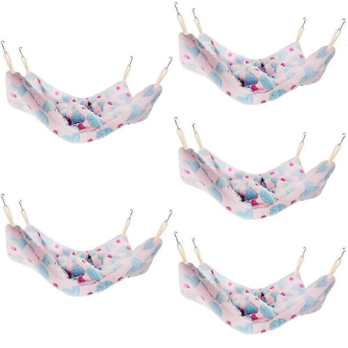 Set di 5 comode amache sospese rosa per criceti e porcellini d'India. 1