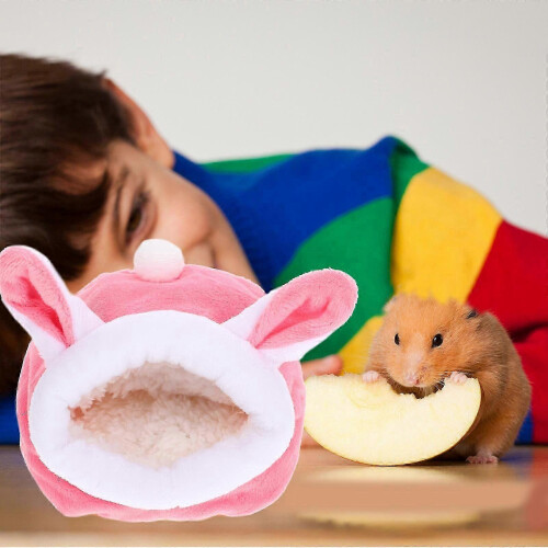 Pink Plush Hamster Cave Comfy Nest Bed for Pet Sleeping 2