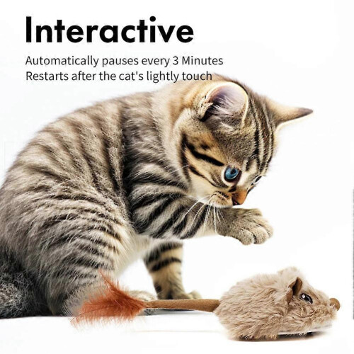 Interactive Smart Cat Toy Moving Mouse Auto Tail Shaking Squeak USB Charging Plush Teaser 1
