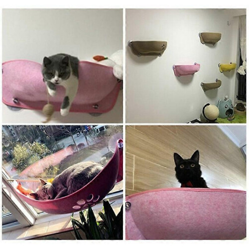 Area giochi per gatti a forma di barca in feltro giallo per balcone. 1