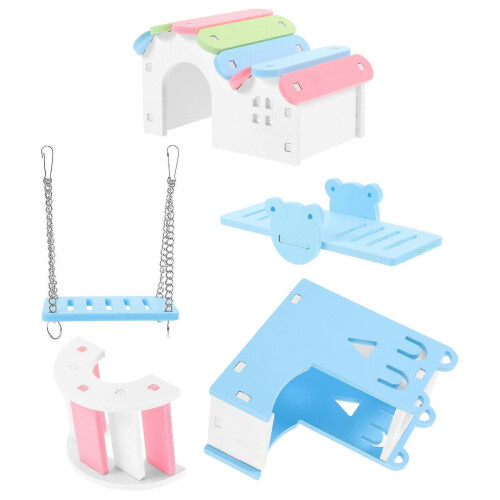 5pcs PVC Hamster Hideout House Colorful Toy Set