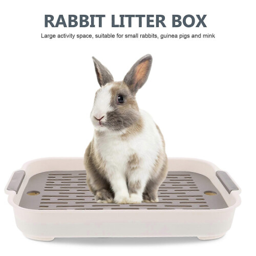 White Rabbit Potty Training Litter Box with Splash-Proof Fence 2