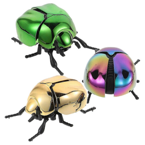Educational 3 Pack Realistic Beetle Wind-Up Toys Plastic Assorted Colors 2