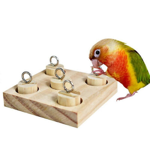 Wooden Parrot Intelligence Training Chew Puzzle Platform Block Pet Bird Educational Gift