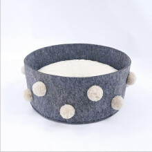 Cotton Velvet Round Cat Bed Basket Nest Cotton Rope Woven Warm Pet House Scratching Mat