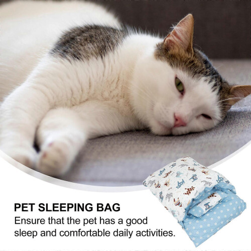 Cozy Blue Cat Sleeping Bag Warm Pet Nest 1 Piece 2