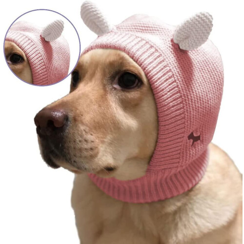 Large Dog Knitted Hat with Ear Neck Head Wrap Warm Muffs