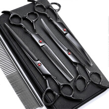Kit professionale 6 in 1 di forbici per toelettatura cani in acciaio inossidabile da 7 pollici