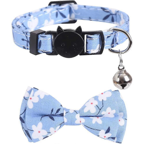 Adjustable Safety Cat Collar Set with Detachable Cute Bow Tie Bell Plaid for Kitty 1