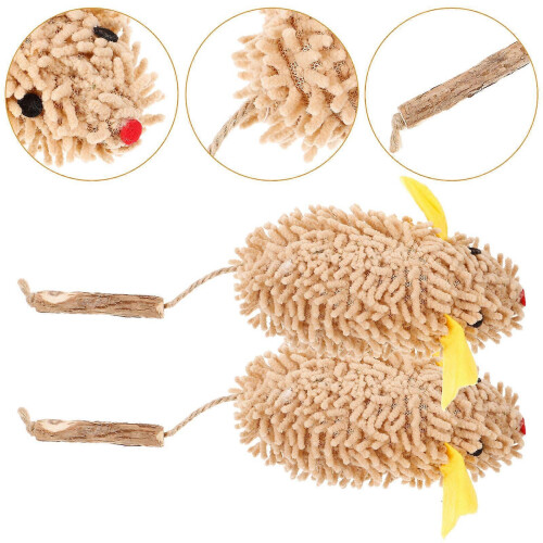 2Pcs Interactive Plush Catnip Mouse Toy for Indoor Kitten Playing 2