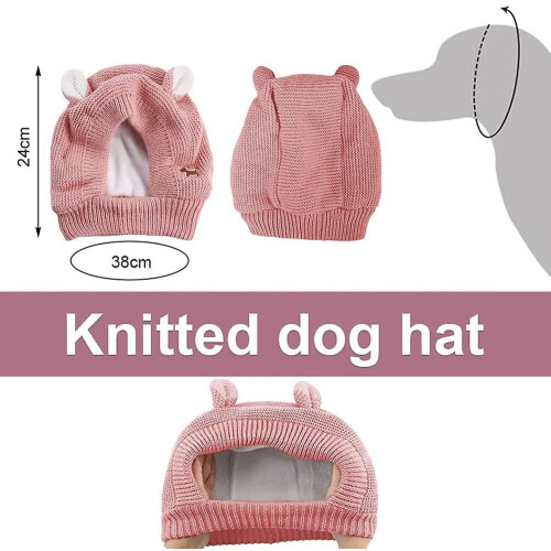 Large Dog Knitted Hat with Ear Neck Head Wrap Warm Muffs 1