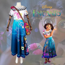 (Mirabei full set (dress + bags), S) Encanto Mirabel Costume for Kids Adults, Cosplay Dress, Halloween Party Stage Performance Outfit